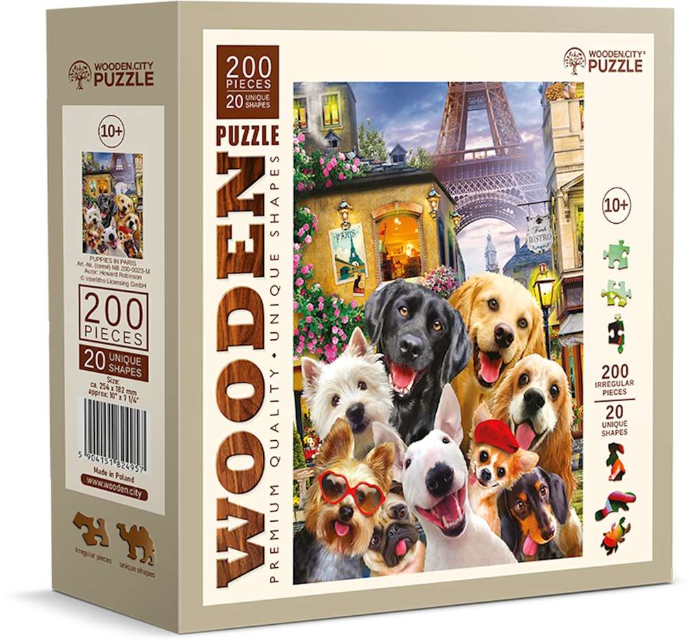 Wooden.City - Puppies in Paris - 200 Teile Holzpuzzle - Nur CHF 17.90! Jetzt kaufen auf fluxed.ch