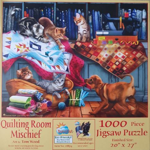 SunsOut - Quilting Room Mischief - 1000 Teile Puzzle - Nur CHF 21.90! Jetzt kaufen auf fluxed.ch