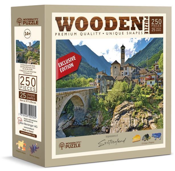 Wooden.City - Lavertezzo Verzascatal, Tessin - 250 Teile Puzzle - Nur CHF 29.90! Jetzt kaufen auf fluxed.ch