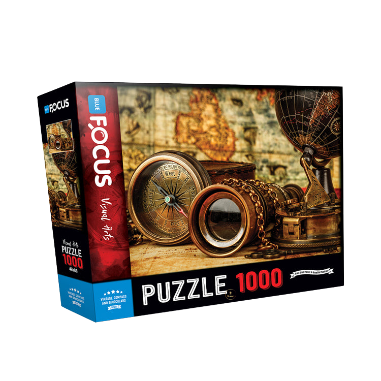 Blue Focus | Vintage Compass and Binoculars - 1000 Teile Puzzle - Nur CHF 12.90! Jetzt kaufen auf fluxed.ch