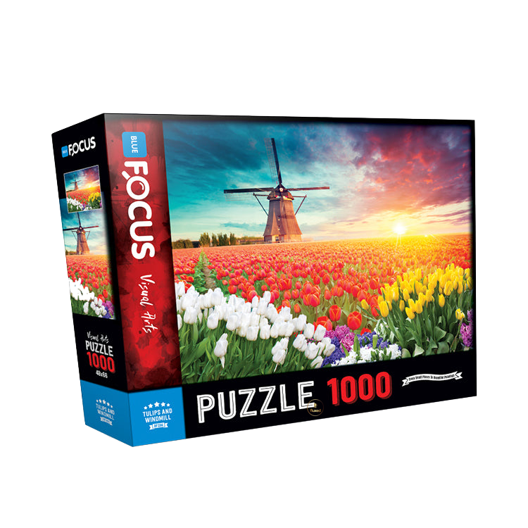 Blue Focus | Tulips and Windmill - 1000 Teile Puzzle - Nur CHF 12.90! Jetzt kaufen auf fluxed.ch