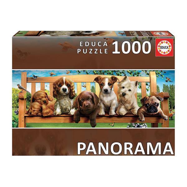 Educa - Puppies on a bench - 1000 Teile Panorama Puzzle - Nur CHF 19.90! Jetzt kaufen auf fluxed.ch