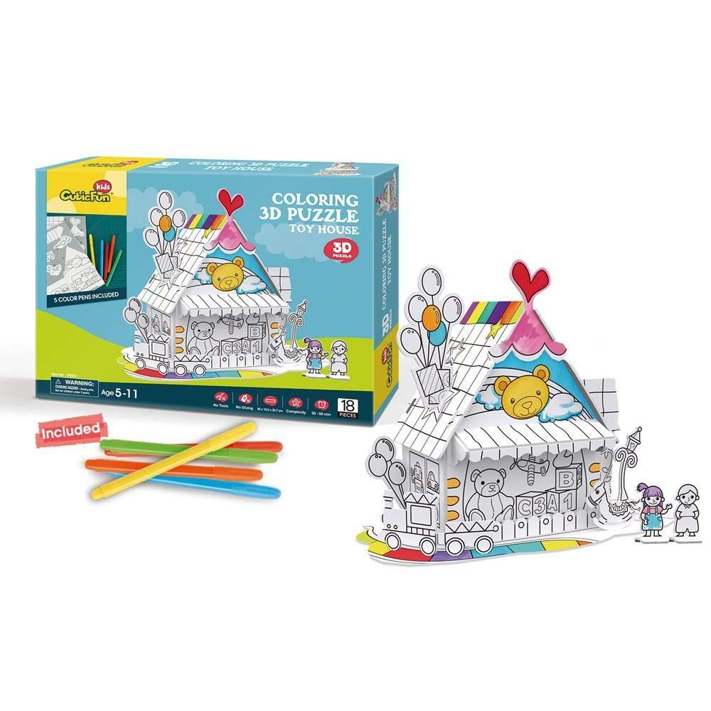 CubicFun 3D-Ausmalpuzzle Spielzeughaus - 18 Teile - ab 5 Jahren - Nur CHF 6.45! Jetzt kaufen auf fluxed.ch