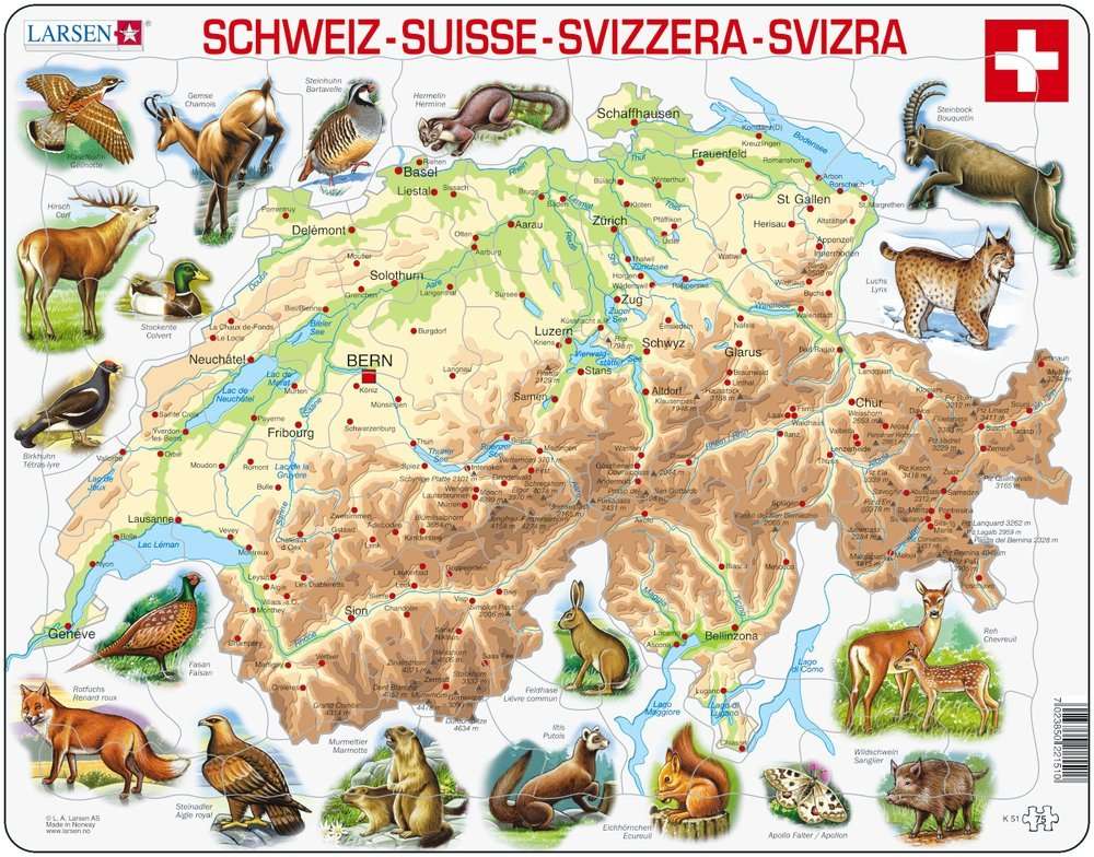 Larsen - Die Schweiz - Rahmenpuzzle - 75 Teile - ab 6 Jahren - Nur CHF 11.90! Jetzt kaufen auf fluxed.ch