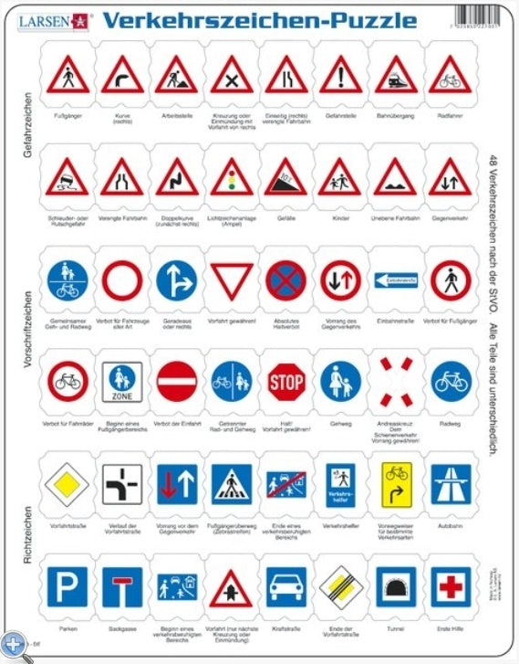 Larsen - Verkehrszeichen - Rahmenpuzzle - 48 Teile - ab 6 Jahren - Nur CHF 11.90! Jetzt kaufen auf fluxed.ch