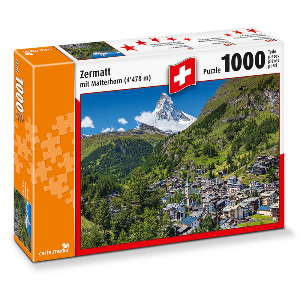 carta.media - Zermatt mit Matterhorn - 1000 Teile Puzzle - Nur CHF 33.64! Jetzt kaufen auf fluxed.ch