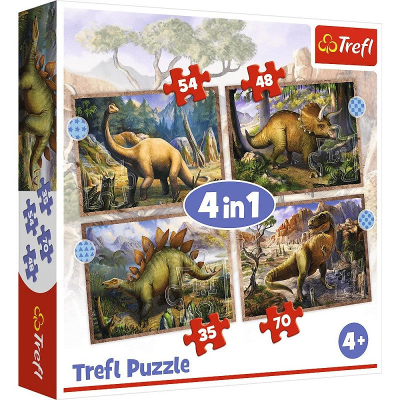 Trefl - 4 in 1 - Dinosaurier - 35, 48, 54, 70 Teile Puzzle - Nur CHF 13.90! Jetzt kaufen auf fluxed.ch