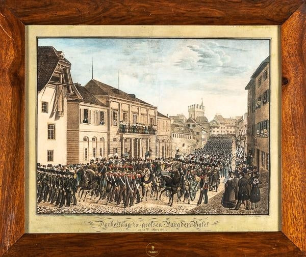 Basel Darstellung der grossen Parade in Basel | Originalwerk - Stichkabinett - Nur CHF 900! Jetzt kaufen auf fluxed.ch